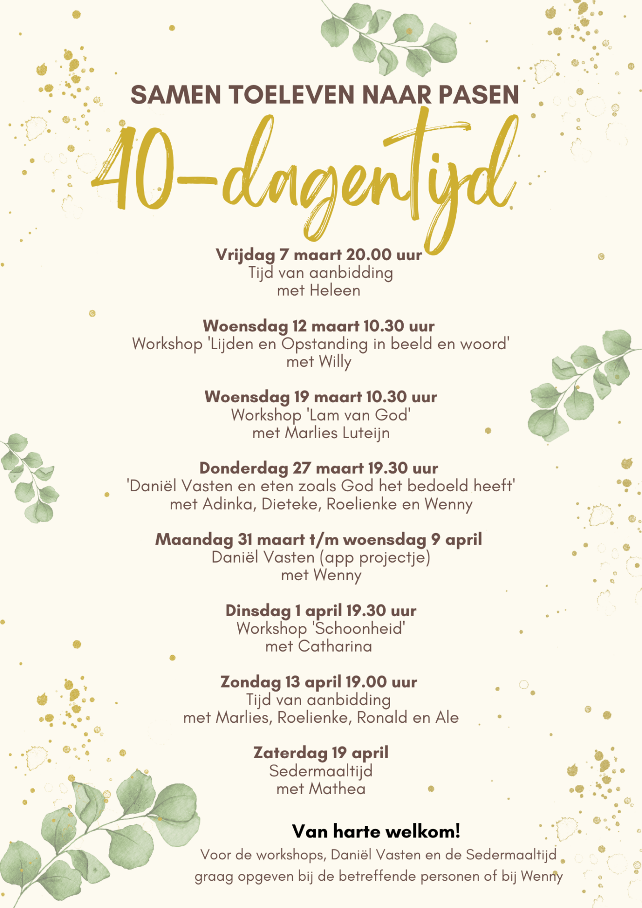 Programma voor de 40 dagentijd.